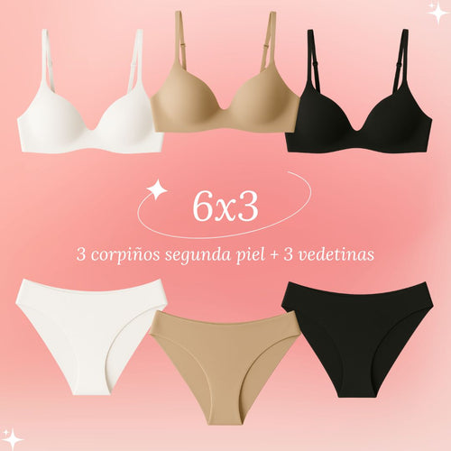 PROMO 6X3 - 3 Corpiños + 3 Bombachas